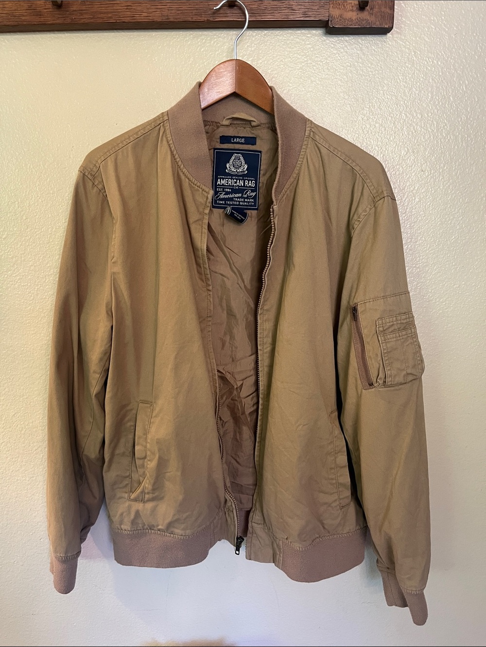 American Rag CIE Men's Khaki/Tan Bomber Jacket L